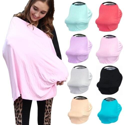 11 colors Multi-use Cotton Stretchy 3 in 1 Gift Baby Car Seat Cover Canopy Nursing Cover Infinity Scarf NC03
