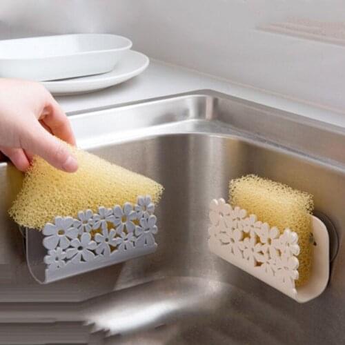 Kitchen Suction Sponge Holder Wall Mounted Plastic Sink Storage Rack Soap Dish Sponge Drying Racks Kintchen Bathroom Organizer