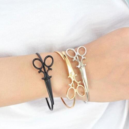 New Punk Shears Scissors Bracelet Hairdresser Bangle Hair Stylist Charm Bracelet Adjustable Jewelry Accessories