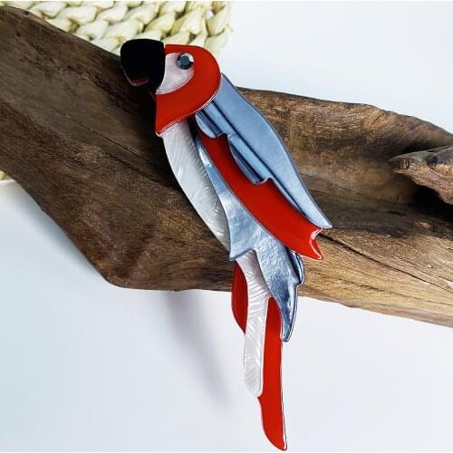 New Bird Parrot Brooch With Texture Acrylic Pins Animal Jewelry For Women Men Routine Gathering Accessories Collar Bijoux