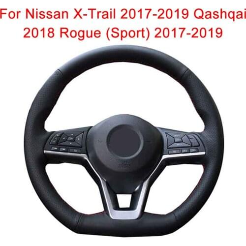 Customized Car Steering Wheel Cover For Nissan Kicks X-TRAIL March Rogue Qashqai Serena 2017-2019 Leather Steering Wheel Wrap