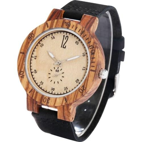 Creative Quartz Mens Wood Watches Classic Black Leather Wooden Watch Male High Quality Custom Wristwatch reloj para hombre