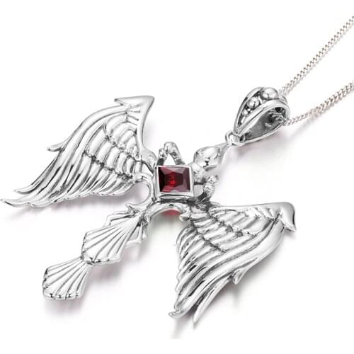 100% Real 925 Sterling Silver Necklace Garnet Elegant Eagle Pendant Luxury Birthstone Fine Jewelry Women Accessories For Women