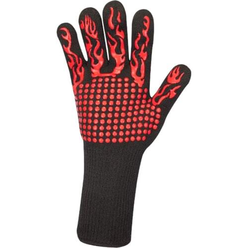 Oven Gloves 13 Inch 1472℉ Heat Resistant Gloves Non-Slip Silicone BBQ Gloves Kitchen Safe Cooking Gloves For Barbecue