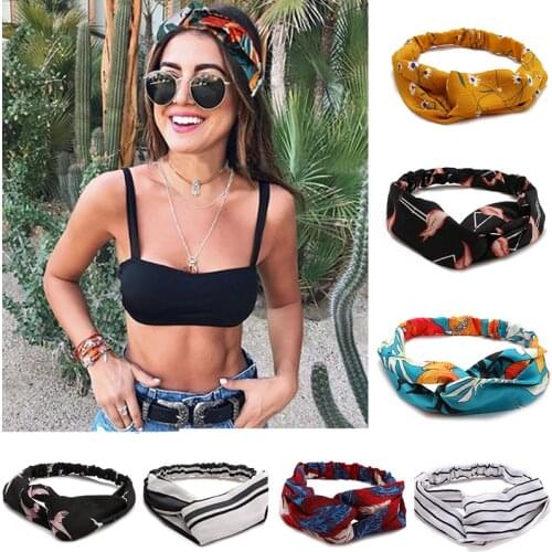 ZOVOLI Women Girls Summer Bohemian Hair Bands Print Headbands Vintage Cross Turban Bandage Bandanas HairBands Hair Accessories