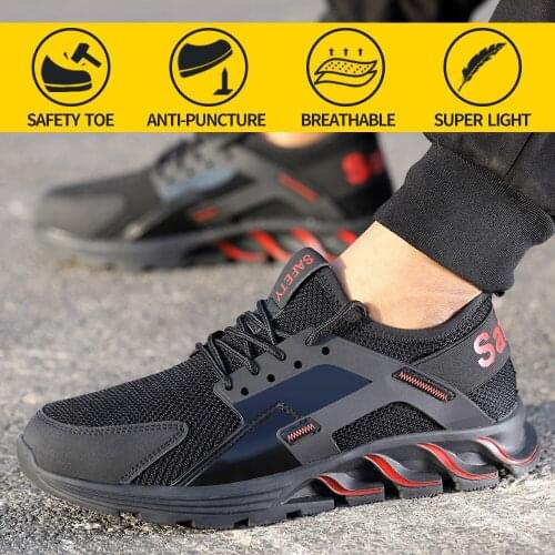 Work Safety Shoes Men Breathable Boots Steel Toe Cap Air Working Anti-Smashing Puncture-Proof Construction Sneakers Soft Womem