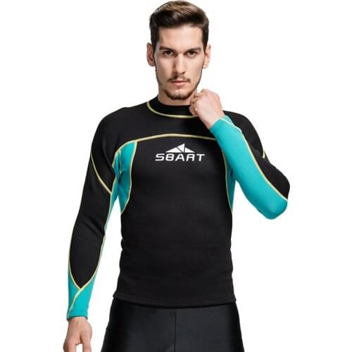 SBART 2MM Wetsuit Shirt Mens Neoprene T Shirts Surfing Wetsuits Top Men Diving Swimming T-shirt Surf Long Sleeve Rashguard Q739