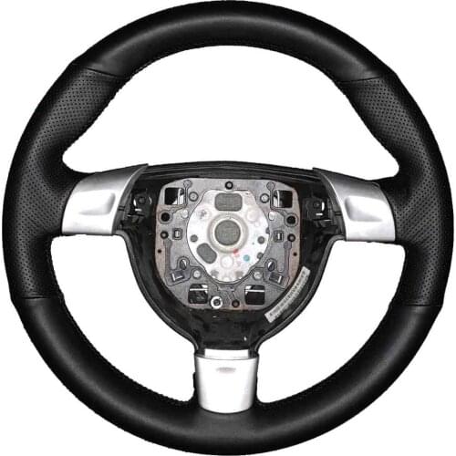 DIY Black&Black Hole Leather Steering Wheel Black Stitch on Wrap Cover Fit For Porsche 996 911 2006-2007