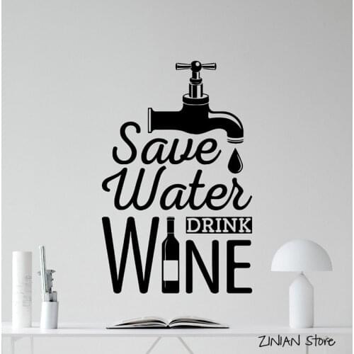 Save Water Drink Wine Words Wall Decals Dining Room Decoration Dining Room Wall Art Murals Wallpaper For Kitchen H271