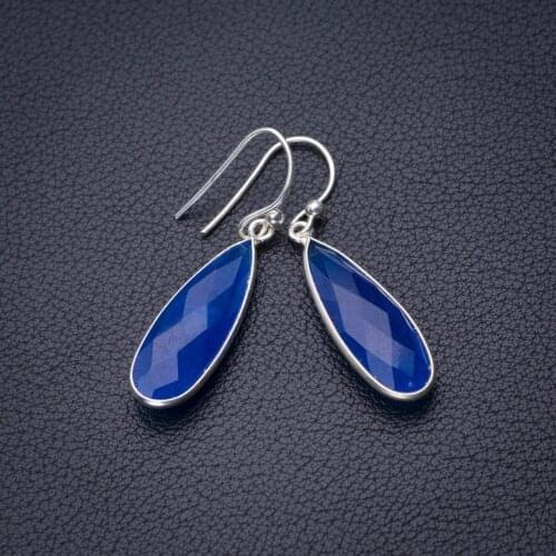 StarGems Natural Chalcedony Handmade 925 Sterling Silver Earrings 1.5" D7026