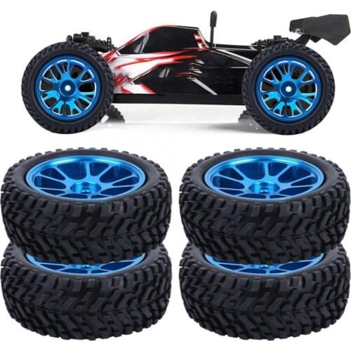 75mm RC Alloy Wheel Blue Rally Tire Tyre for WL 1/18 A959 A979 A969 Racing Car RC Toy Accessory