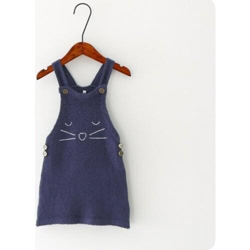 2016 Autumn New Product Korean Childrens Garment Girl Baby Kitty Sweater Straps Clothing Girl Work Clothes Knitting Dress You