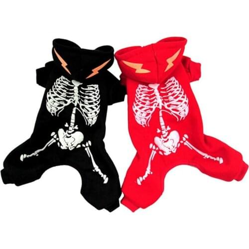 Thicken Dog Clothes Winter Puppy Halloween Costume Luminous Skeleton Hoodie Clothing For Small Medium Large Dogs Coat new