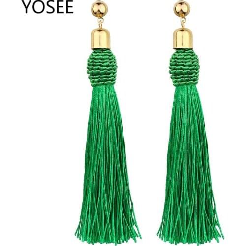 YOSEE Bohemia Zircon Dangle Crystal Drop Earrings Brincos Geometry Vintage Ethnic Long Statement Tassel Earrings Women Jew