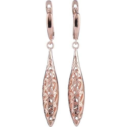 Newly Designed Rose Gold Hollow Long Earrings for Women Wedding Trendy Fashion Charm Jewelry