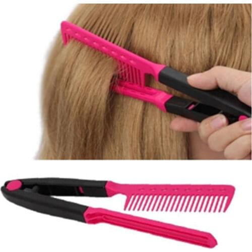 1Pcs Fashion V Type Hair straightener comb hair Curler beauty care Iron healthy beauty DIY Salon Hairdressing Styling Tool Comb
