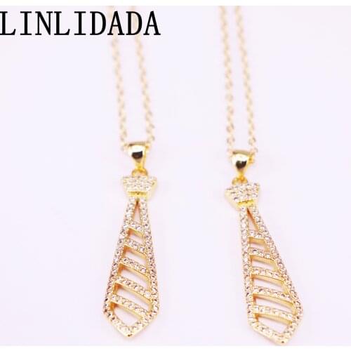 10Pcs Gold Color Fashion Jewelry Zirconia CZ Micro Pave Pendant Necklace Men Womens Jewelry Gift