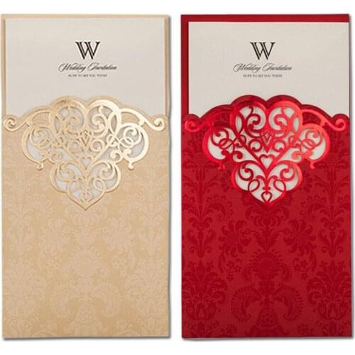 100X Screen Printing & Bronzing Gold Laser Cut Wedding Invitations, Baby Shower Party Birthday Invitation Marriage with Envelope