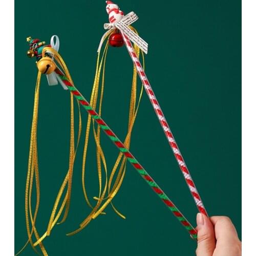 2 Pcs-set Cat Teaser Wand Toy Kitten Christmas Gift Stick with Interactive Bells Funny Colorful Rod Cat Toys Supplies