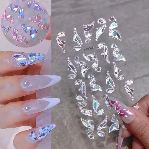 5D Laser Embossed Floral Nail Sticker Butterfly Design Transfer Decals Sliders Decoration DIY Nail Art Manicures Accessories