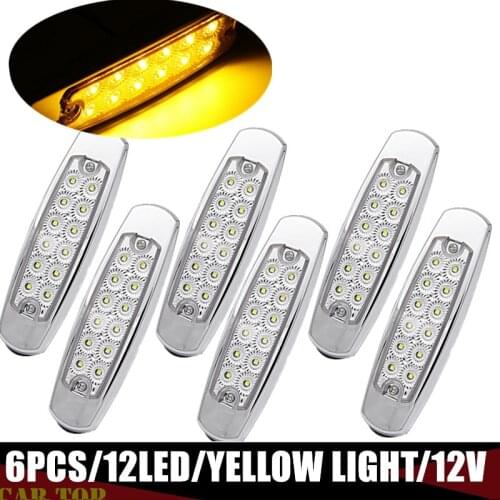 6PCS Amber LED Side Marker Light Trailer 12LED Light Truck 12V Truck Accessories Van Light LED Side Marker Light Trailer
