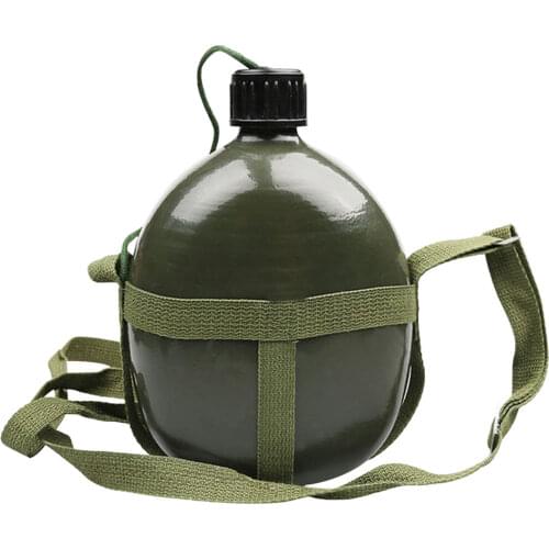 Aluminum Military Army Flask Wine Water Bottle Cooking Cup W/ Shoulder Strap Hiking Camping Travel Survival Kettle Outdoor Tool