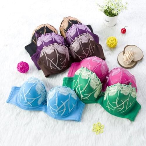 Free shipping Breast young woman 3CM thick cup bra embroidery B cup