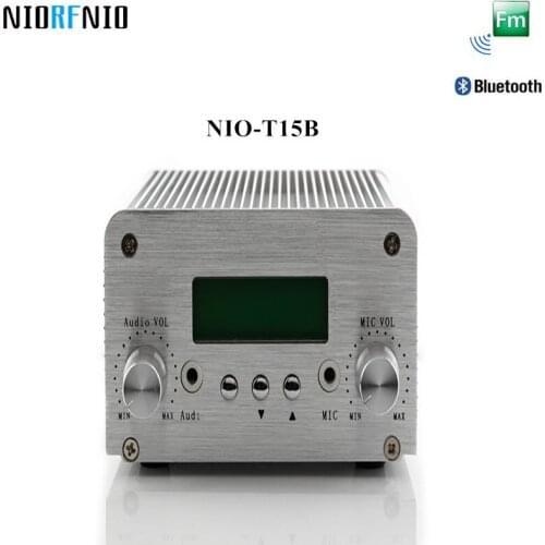 Free Shipping NIO-T15B 5W/15W Silver Color FM Aluminum Amplifier Enclosure Transmitter 87-108 MHz Adjustable
