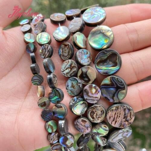 8,10,12,14mm Coin Multicolor Abalone Shell Beads Loose Natural Stone Beads For DIY Necklace Bracelet Jewelry Making Strand 15"
