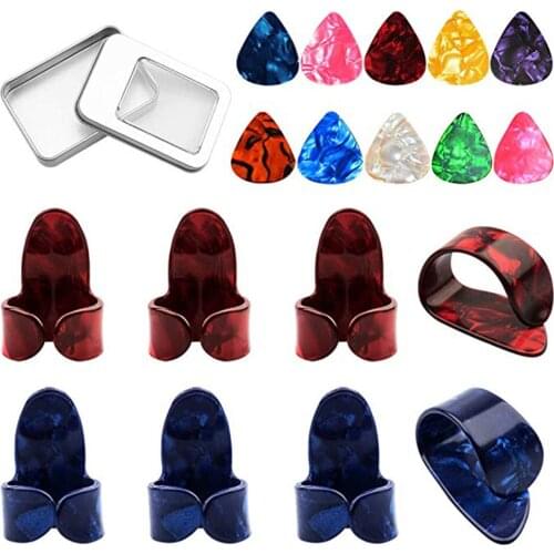 3 Pieces Celluloid Plastic Guitar Picks & 1 pcs Guitar Picks Storage Box