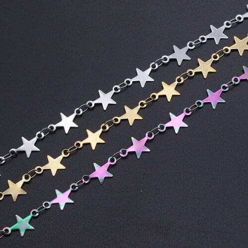 1 Meter 7mm Width Stainless Steel Star Soldered Handmade Chains Wholesale Top Quality