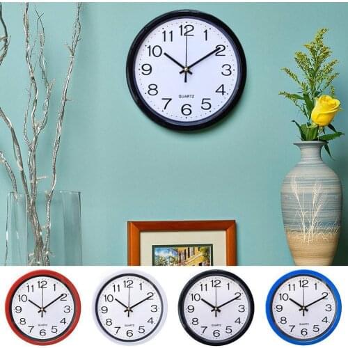 Fashion Round Wall Clock Quartz Silent Sweep Decor Kitchen For Living Office Clocks Home Movement Room Bedroom 8 Inch