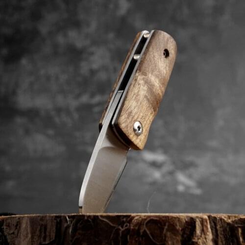 D032 Outdoor Mini Folding Knife 440C Blade wood+steel Handle Camping Hunting Tactical Survival portable key ring knives EDC Tool