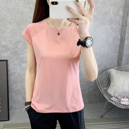Oversized Short Sleeve T-Shirt Tops Women Summer Fitness Breathable Gym Quick-drying Running Ice Silk Shirts Casual Asian Size