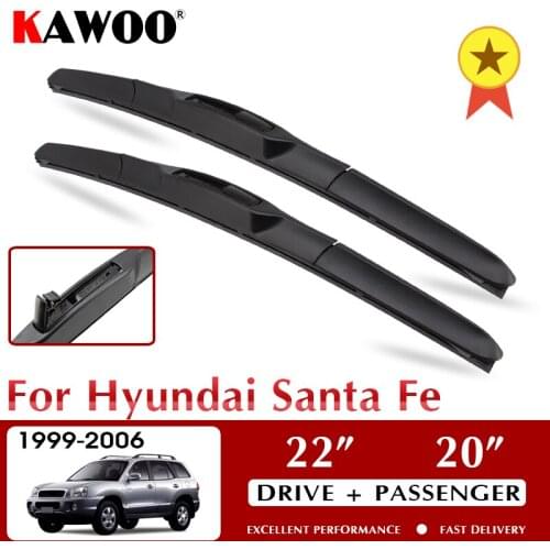 KAWOO Wiper Front Car Wiper Blades For Hyundai Santa Fe 1999-2006 Windshield Windscreen Front Window Accessories 22"+20"LHD RHD