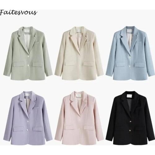 Fashion Business Blazers Women Spring Autumn 2021 New Korean Loose Suit Jackets Causal Multi Color Single Breasted Coats