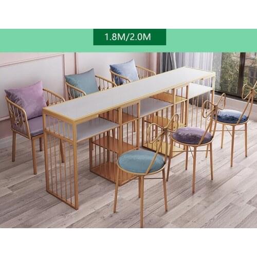 Web celebrity European tuhao gold manicure table and chair set single double diamond iron art double deck manicure table sofa ch