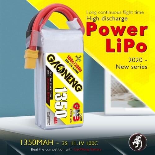 NEW Gaoneng GNB 1350MAH 11.1V 100C / 200C 3S Lipo Battery Rechargeable XT60 Plug Connector For RC Models Multicopter Frame Accs