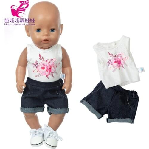 18" Girl Doll Clothes Shirt Denim Short Baby Doll Summer Clothes Pants Children Girl Gifts