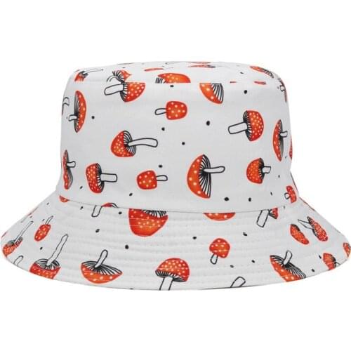 Ldslyjr Cotton Mushrooms Two Sides Bucket Hat Fisherman Hat Outdoor Travel Hat Sun Cap Hats for Men and Women 383
