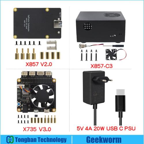 For Raspberry Pi 4, X857 V2.0 mSATA SSD Storage Expansion Board with USB3.1 Connector for Raspberry Pi 4 Model B