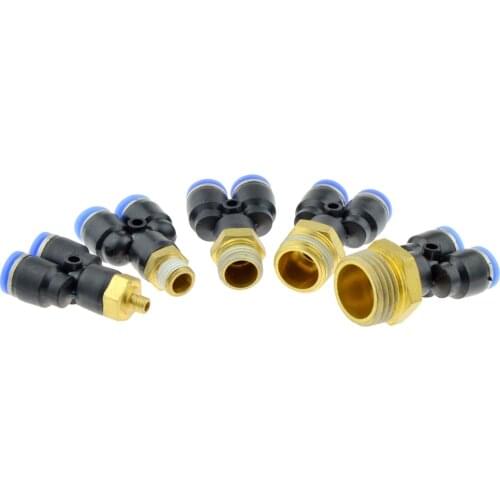 Pneumatic Fitting Y Shaped Tee 10mm 6mm 8mm 12mm OD Hose Tube M5 1/8" 1/4" 3/8" 1/2" BSP Male Thread 3 way Air Coupler Connector