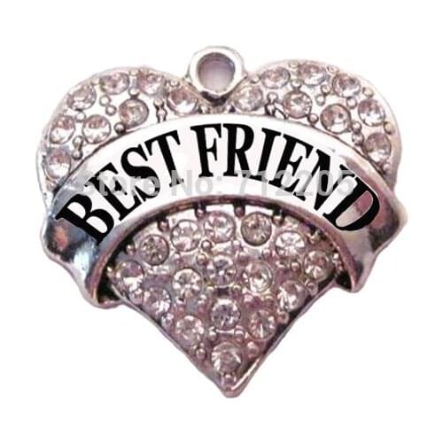Rhodium plated best-selling BEST FRIEND Crystal Heart Family Pendant