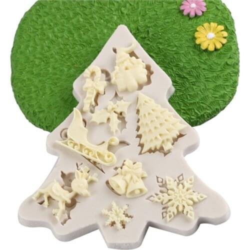 Christmas Sleigh Elk Snowflake Pattern Silicone Mold Chocolate Cake Mold Baking Kitchen Handmade Tools AX-2011