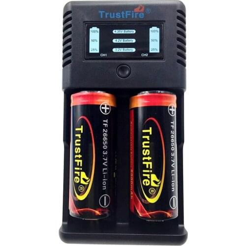 TrustFire TR-019 Intelligent 2A Fast Li-ion Battery Charger + 2PCS TrustFire Protected 26650 5000mAh 3.7V Rechargeable Batteries