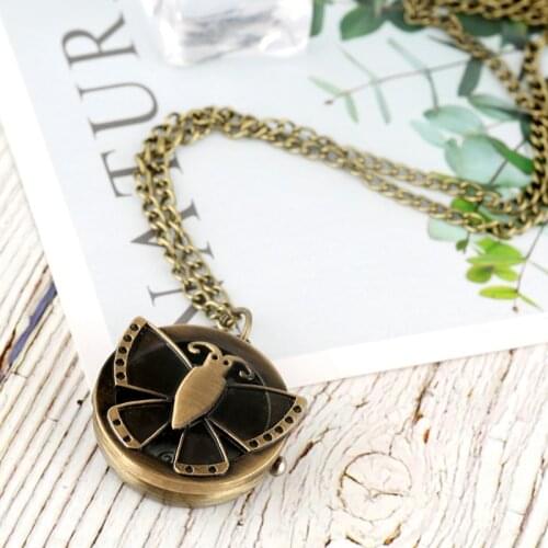 Unique Butterfly Pattern Case Pocket Watch Fashion Flip Cover Round Dial Necklace Pendant Chain Lovely Cute Clock Souvenir Gifts