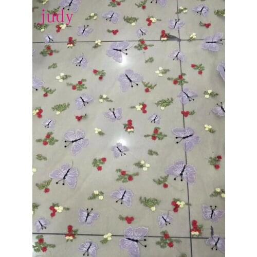 Stock 5yards/bag YuY013# Mixed color butterfly petals embroidered fashion cloth for the wedding dress fashion stage