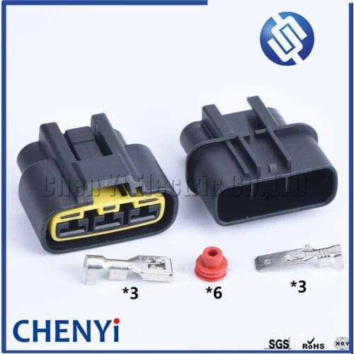 1 set 3 pin car waterproof connector(6.3) automobile fan right Slot socket plug QLW-A-3F-B QLW-A-3F-GR QLW For Honda QLW-3F-B