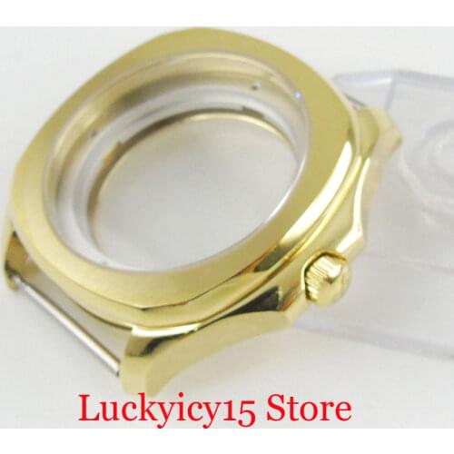 High Quality 40mm Yellow Gold Watch Case With Sapphire Glass Fit ETA 2836 MIYOTA Movement