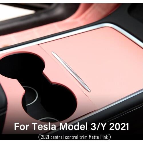 Model3 Car Central Control Panel Protective For Tesla Model Y 2021 Accessories Matte Pink ABS Model Three model Y